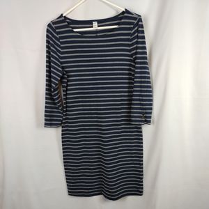 Old Navy women's MEDIUM striped dress cotton spandex buttons coastal chic